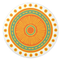 Whimsical Colourful Hand Drawn Design Ceramic Pull