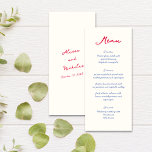 Whimsical Colourful Handwritten Script Wedding Menu<br><div class="desc">This delightful wedding menu boasts a whimsical and playful handwritten script font in stunning shades of bright blue and hot pink. The perfect addition to any fun and vibrant wedding celebration, this menu can be customised to meet your personal preferences. You can easily adjust the placement of the text to...</div>
