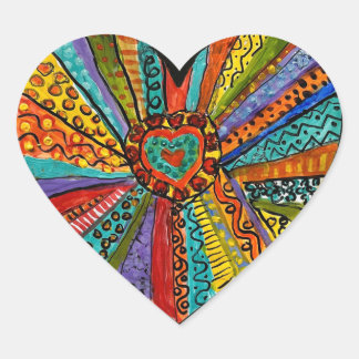 whimsical colourful heart explosion sticker