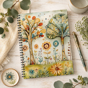 Whimsical Colourful Hippie Boho Flowers & Trees   Notebook