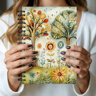 Whimsical Colourful Hippie Boho Trees Notebook