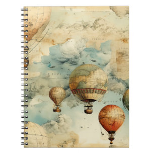 Whimsical Colourful Hot Air Balloon Map Notebook