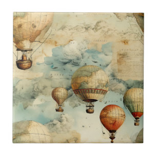 Whimsical Colourful Hot Air Balloon Map Tile