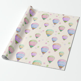 Whimsical colourful hot air balloons fun pattern wrapping paper