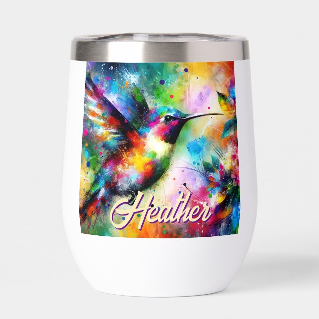 Whimsical Colourful Hummingbird Bird Personalised (Back)