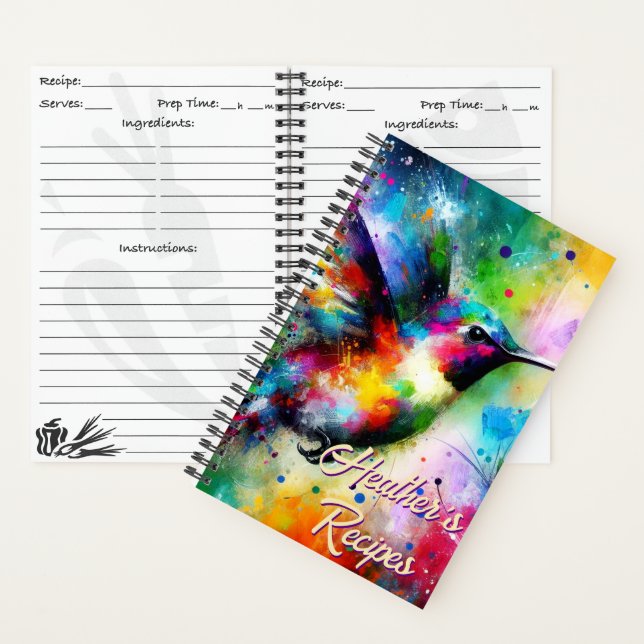 Whimsical Colourful Hummingbird Bird Personalised Notebook (Inside)