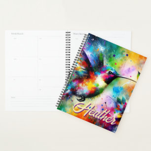 Whimsical Colourful Hummingbird Bird Personalised Planner