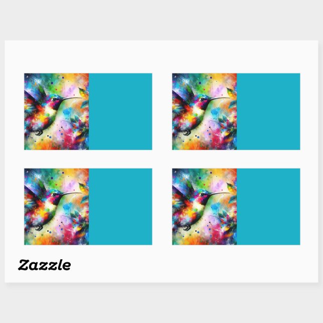 Whimsical Colourful Hummingbird Bird Personalised Rectangular Sticker (Sheet)