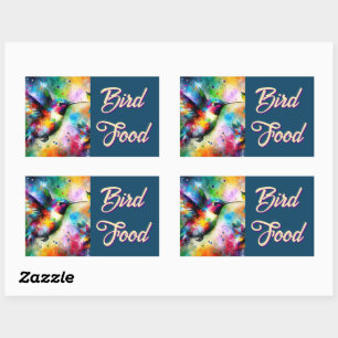 Whimsical Colourful Hummingbird Bird Personalised Rectangular Sticker