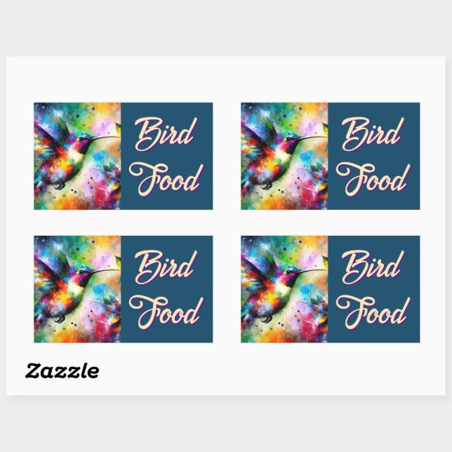 Whimsical Colourful Hummingbird Bird Personalised Rectangular Sticker (Sheet)