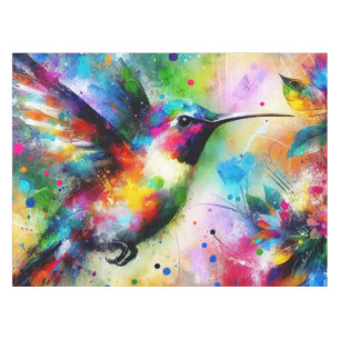 Whimsical Colourful Hummingbird Bird Personalised Tablecloth