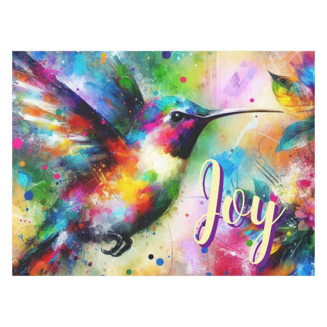 Whimsical Colourful Hummingbird Bird Personalised Tablecloth (Front (Horizontal))
