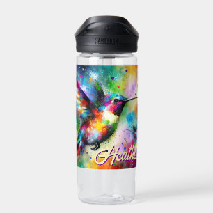Whimsical Colourful Hummingbird Bird Personalised Water Bottle