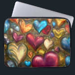 Whimsical Colourful Jewel Toned Heart Print Laptop Sleeve<br><div class="desc">Whimsical Colourful Jewel Toned Heart Print Laptop Sleeve</div>