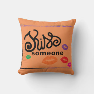 Whimsical Colourful KISSES illustration Cushion