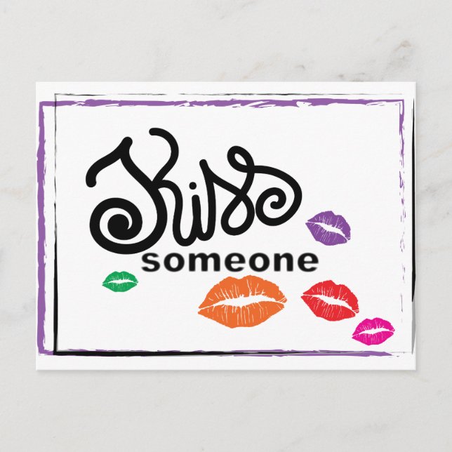 Whimsical Colourful KISSES illustration Postcard (Front)