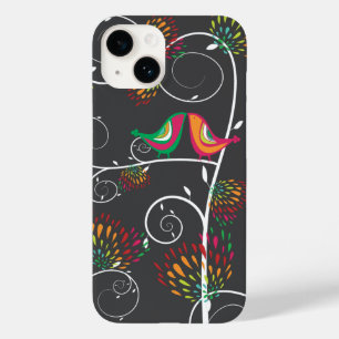 Whimsical Colourful Kissing Summer Birds & Flowers Case-Mate iPhone 14 Case