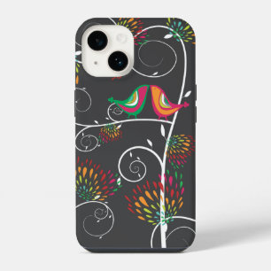Whimsical Colourful Kissing Summer Birds & Flowers iPhone 14 Case