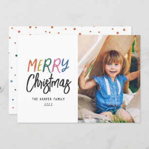 Whimsical Colourful Merry Christmas Photo Holiday 