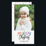 Whimsical Colourful Merry Christmas Photo Holiday Card<br><div class="desc">Make a stylish statement this holiday season with this festive and fun holiday photo card. The front features playful colourful styled type with your custom text. The back features a matching colourful dot pattern for an extra special touch. Please visit my store to see more stylish holiday cards.</div>