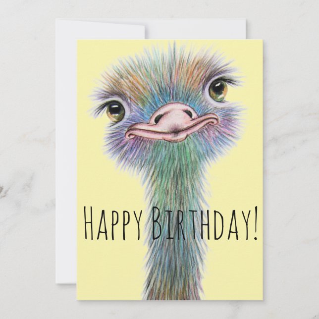 Whimsical Colourful Ostritch Birthday (Front)