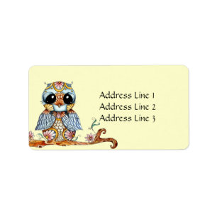 Whimsical Colourful Owl Address Label