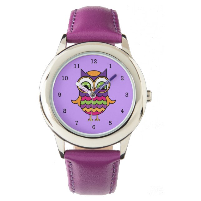 Whimsical Colourful Owl Watch (Front)