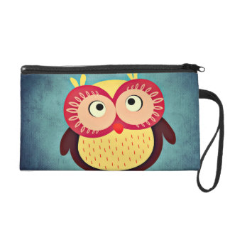 Whimsical Colourful Owl Wristlet