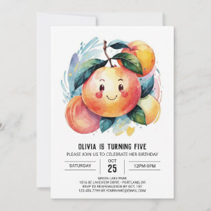 Whimsical Colourful Peach Birthday Invitation