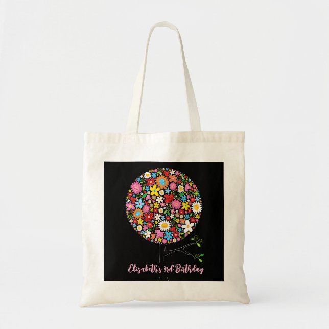 Whimsical Colourful Spring Flowers Pop Tree Bloom Tote Bag (Front)