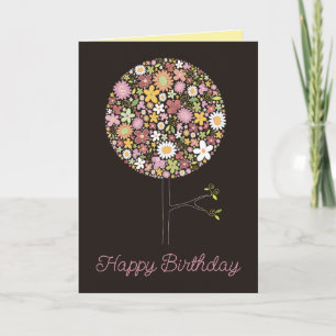 Whimsical Colourful Spring Flowers Pop Tree Nature Card