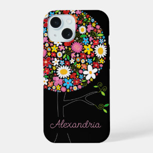 Whimsical Colourful Spring Flowers Pop Tree Nature iPhone 15 Case