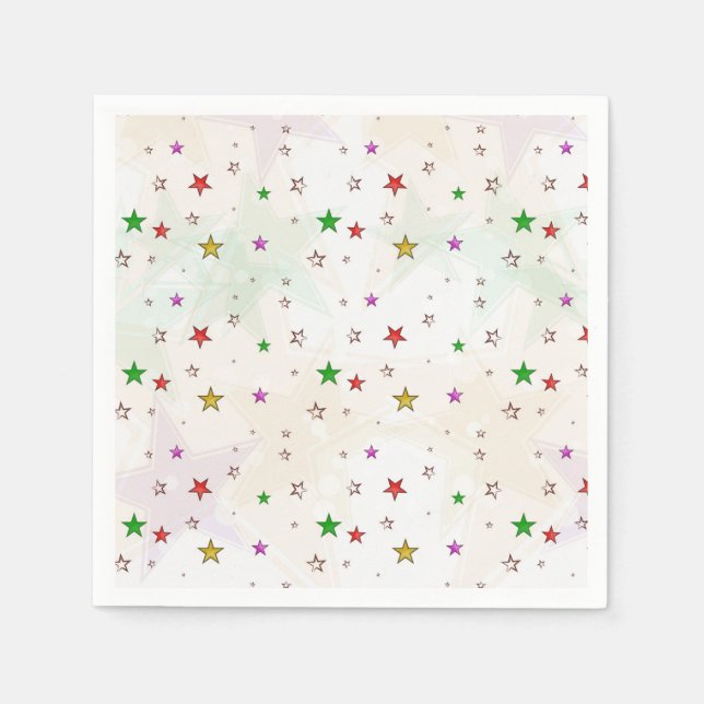 Whimsical Colourful Stars Christmas Holiday Napkin (Front)