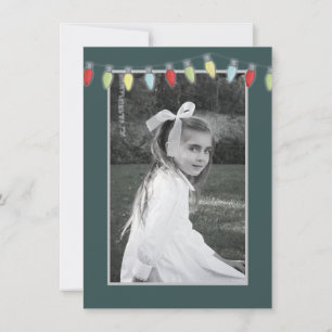 Whimsical Colourful String Lights Simple 1 Photo Holiday Card