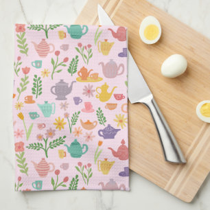 Whimsical Colourful Teapots Tea Party Unique Cute Towel