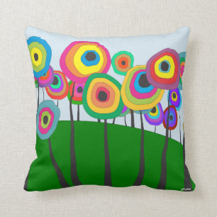 Whimsical Colourful Trees Forest Cushion