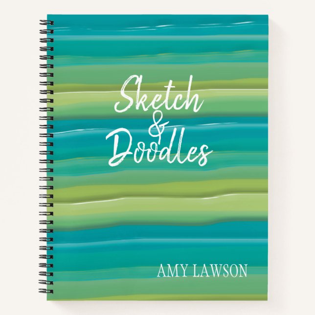 Whimsical Colourful Watercolor Personalised  Notebook (Front)