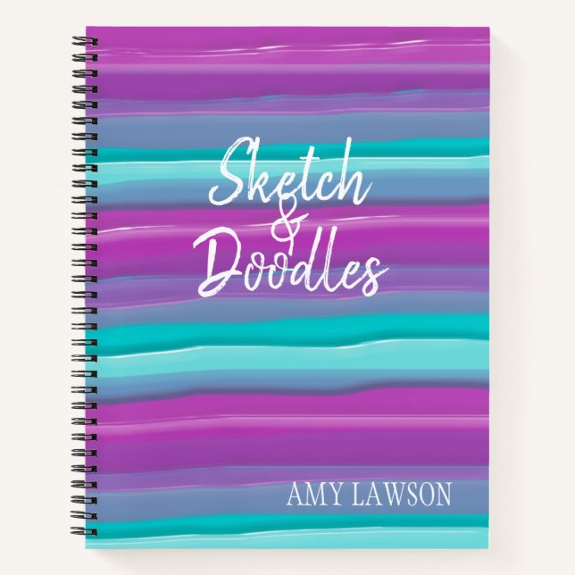 Whimsical Colourful Watercolor Personalised  Notebook (Front)