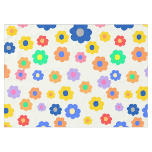 Whimsical Colourful Y2K Floral Retro Cheerful Tablecloth