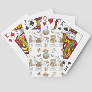 Whimsical "Compost Your Expectations" Frog & Cat P Playing Cards