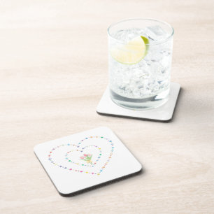 Whimsical Concentric Star Heart Frame Coaster