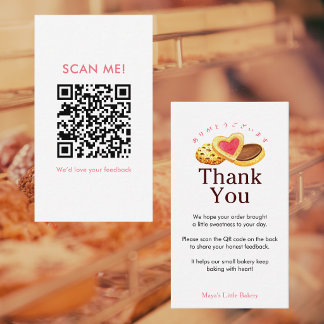 Whimsical Cookie Bakery Leave a Review QR Code Business Card