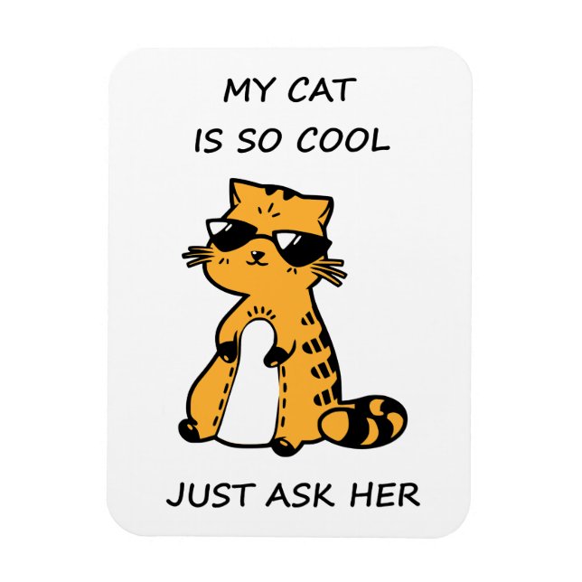 Whimsical Cool Cat Magnet (Vertical)