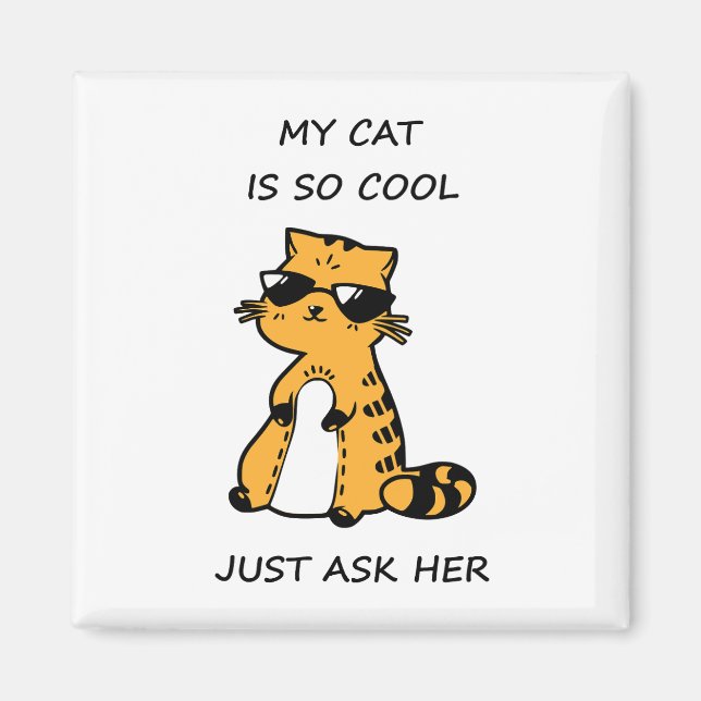 Whimsical Cool Cat Magnet (Front)