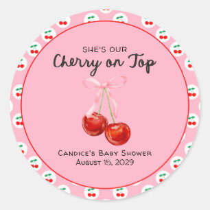 Whimsical Coqette Cherry on Top Baby Shower Classic Round Sticker