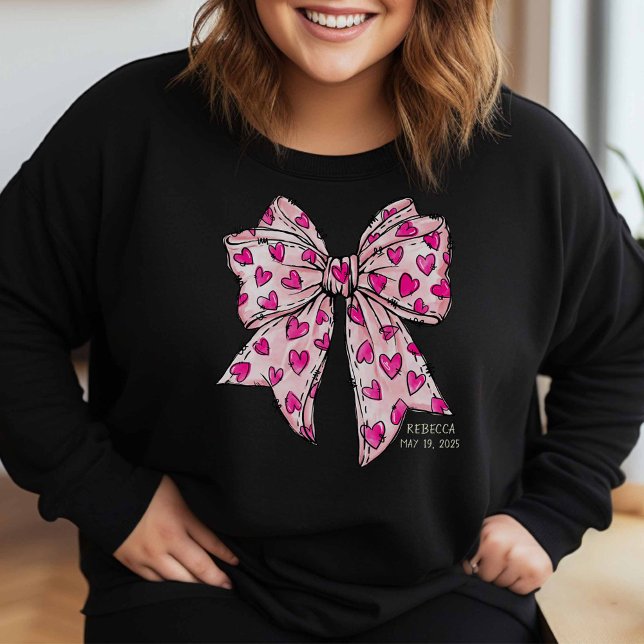 Whimsical Coquette Bow Heart Hot Pink Sweatshirt (Creator Uploaded)