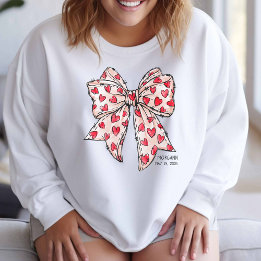 Whimsical Coquette Bow Heart Red and White Sweatshirt