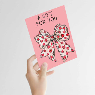 Whimsical Coquette Bow Heart Red Any Occasion  Card
