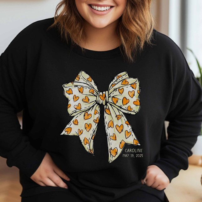 Whimsical Coquette Bow Heart Yellow Sweatshirt (Creator Uploaded)