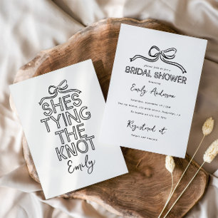 Whimsical coquette bow tying knot bridal shower invitation